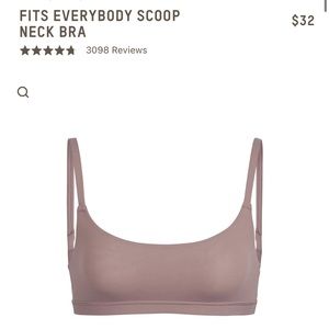SKIMS FITS EVERYBODY SCOOP NECK BRA Size Small, Color : Umber